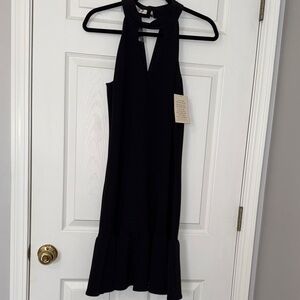 Boston Proper Black Halter Midi Dress